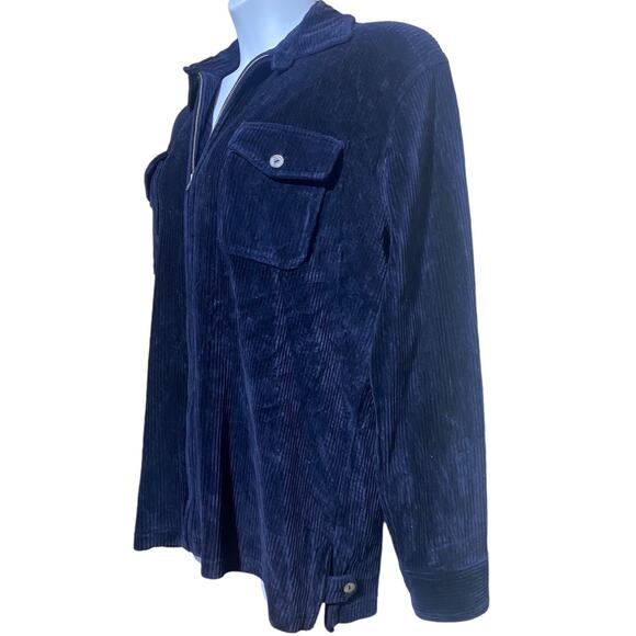 Jones New York Sport navy blue thick corduroy zip front jacket / shacket Large - Picture 2 of 8